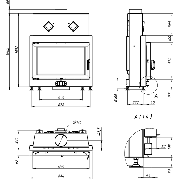 Камінна топка Gavryliv&Sons 80x52 Slim фото 2, ціна Камінна топка Gavryliv&Sons 80x52 Slim фото 1, ціна