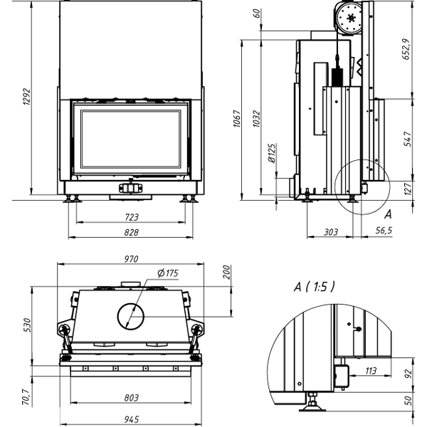 Камінна топка Gavryliv&Sons 80x52 G фото 2, ціна Камінна топка Gavryliv&Sons 80x52 G фото 1, ціна