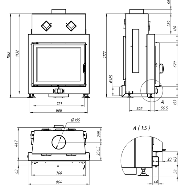Камінна топка Gavryliv&Sons 76x62 фото 2, ціна Камінна топка Gavryliv&Sons 76x62 фото 1, ціна