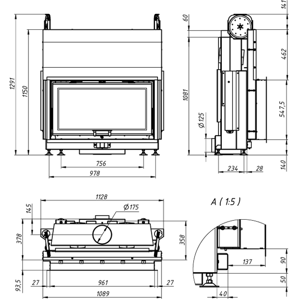 Камінна топка Gavryliv&Sons 95x52 Slim G фото 1, ціна