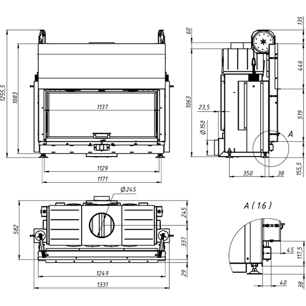 Камінна топка Gavryliv&Sons 110x52 G фото 2, ціна Камінна топка Gavryliv&Sons 110x52 G фото 1, ціна