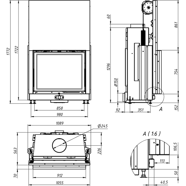 Камінна топка Gavryliv&Sons 90x75 G фото 2, ціна Камінна топка Gavryliv&Sons 90x75 G фото 1, ціна