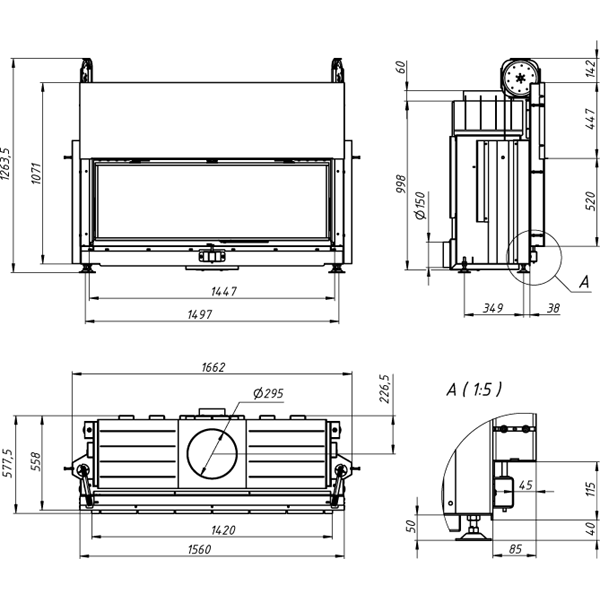 Камінна топка Gavryliv&Sons 142x52G фото 2, ціна Камінна топка Gavryliv&Sons 142x52G фото 1, ціна