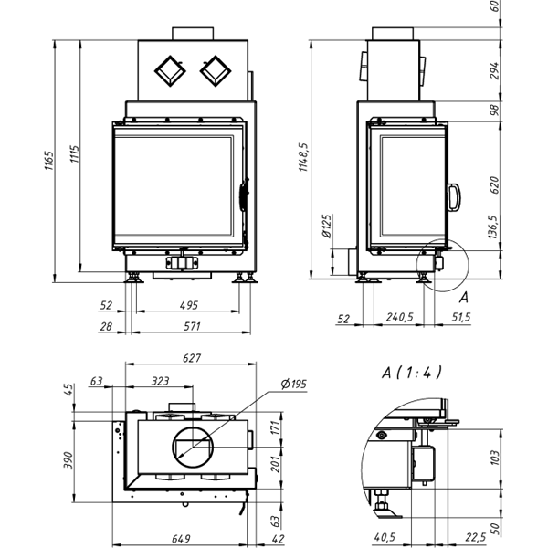 Камінна топка Gavryliv&Sons 64x39x62 фото 1, ціна