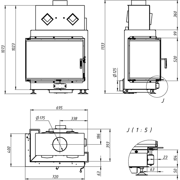 Камінна топка Gavryliv&Sons 72x40x52 фото 2, ціна Камінна топка Gavryliv&Sons 72x40x52 фото 1, ціна