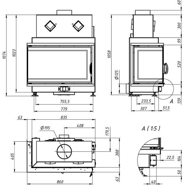 Камінна топка Gavryliv&Sons 86x40x52 фото 1, ціна
