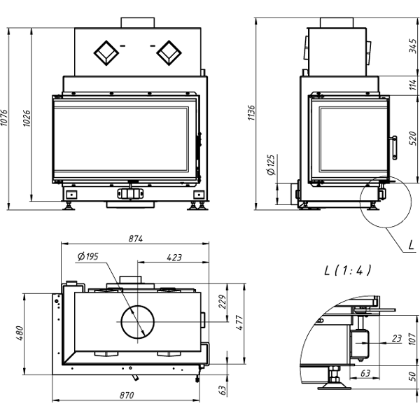Камінна топка Gavryliv&Sons 86x48x52 фото 2, ціна Камінна топка Gavryliv&Sons 86x48x52 фото 1, ціна