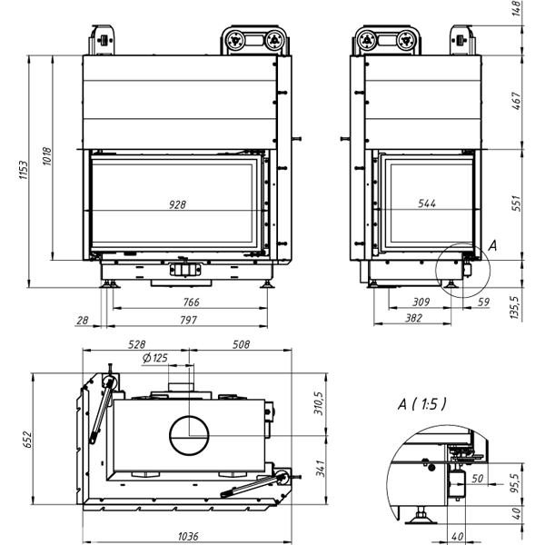 Камінна топка Gavryliv&Sons 90x51x54 G фото 1, ціна