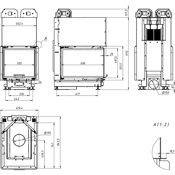 Камінна топка Gavryliv&Sons 70x50x70x54 фото 1, ціна