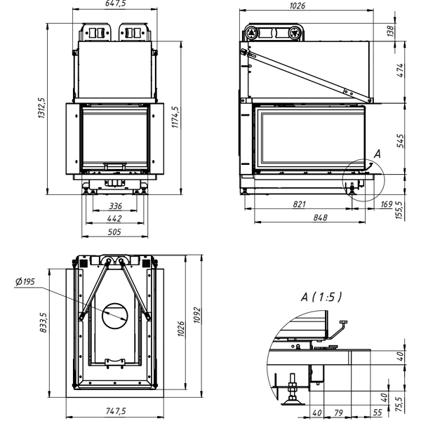 Камінна топка Gavryliv&Sons 85x50x85x54 фото 1, ціна