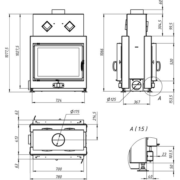 Камінна топка Gavryliv&Sons 70x52 T фото 1, ціна