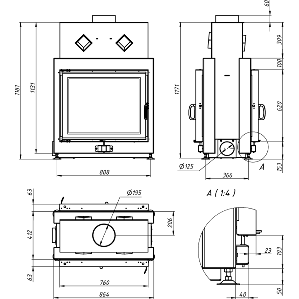 Камінна топка Gavryliv&Sons 76x62 T фото 1, ціна