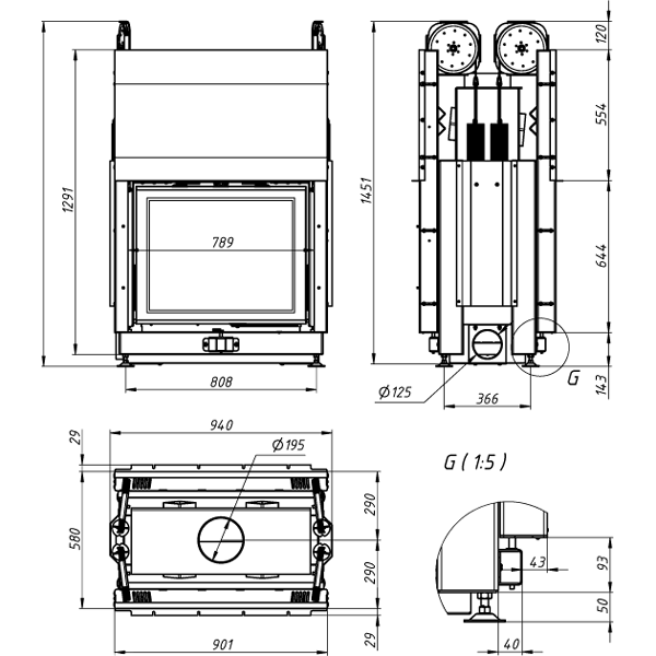 Камінна топка Gavryliv&Sons 76x62 TGG фото 1, ціна