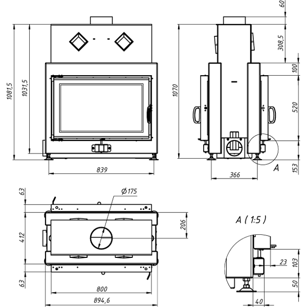 Камінна топка Gavryliv&Sons 80x52 T фото 2, ціна Камінна топка Gavryliv&Sons 80x52 T фото 1, ціна