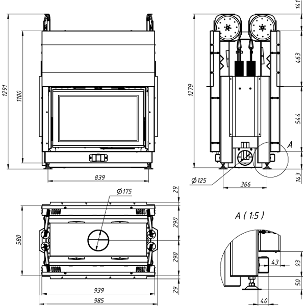Камінна топка Gavryliv&Sons 80x52 TGG фото 2, ціна Камінна топка Gavryliv&Sons 80x52 TGG фото 1, ціна
