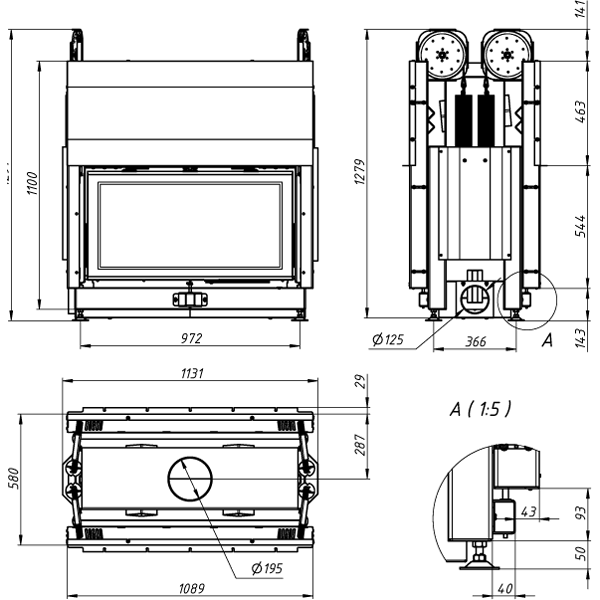 Камінна топка Gavryliv&Sons 95x52 TGG фото 2, ціна Камінна топка Gavryliv&Sons 95x52 TGG фото 1, ціна