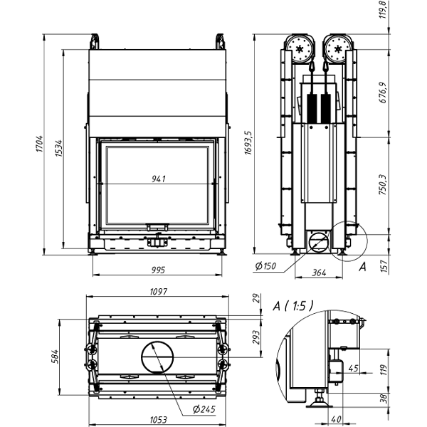Камінна топка Gavryliv&Sons 90x75 TGG фото 2, ціна Камінна топка Gavryliv&Sons 90x75 TGG фото 1, ціна