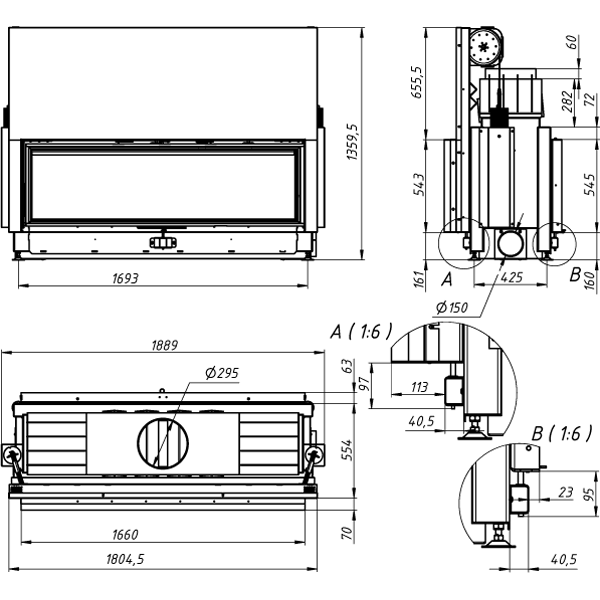 Камінна топка Gavryliv&Sons 166x54 TG фото 1, ціна