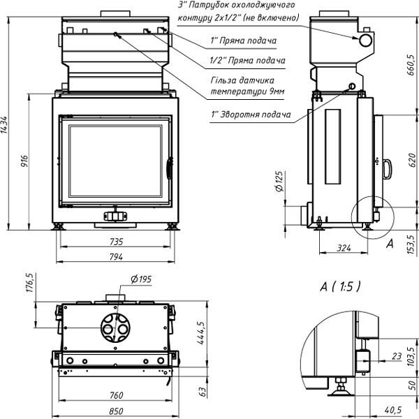 Камінна топка Gavryliv&Sons 76x62 WM фото 1, ціна